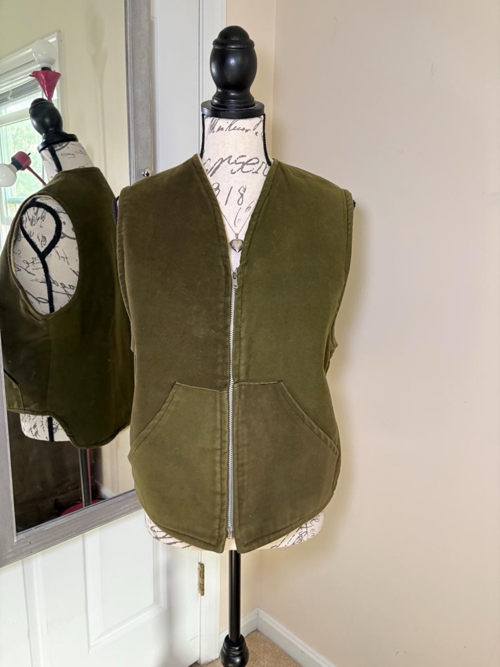 Vintage Antler olive green suede vest